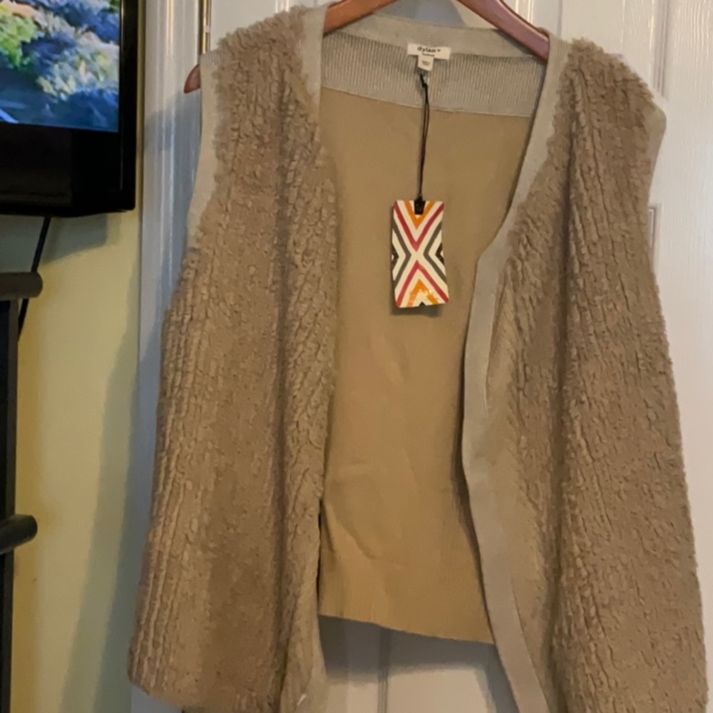 Dylan sweater vest NWT furry on front sweater knit on back
